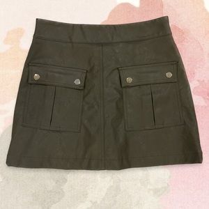 Zara Fax Leather Olive Green Mini Skort